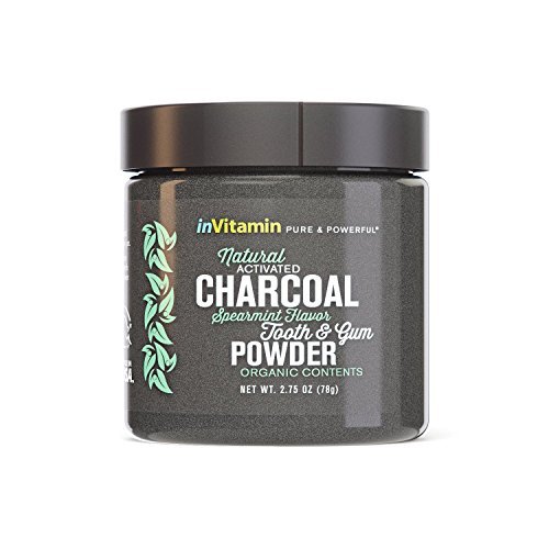 InVitamin Natural Whitening Activated Charcoal Powder for Teeth and Gums (Spearmint)