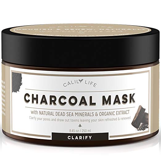 Calily Life Organic Deep Cleansing Activated Charcoal Mask with Dead Sea Minerals, 8.45 Oz. – Natural Wash-off Treatment -Deeply Cleanses and Minimizes Pores, Revitalizes Skin, Hydrates & Strengthens