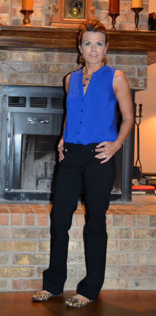 Day 1 - Black Pants w/Bright Top & Leopard Flats