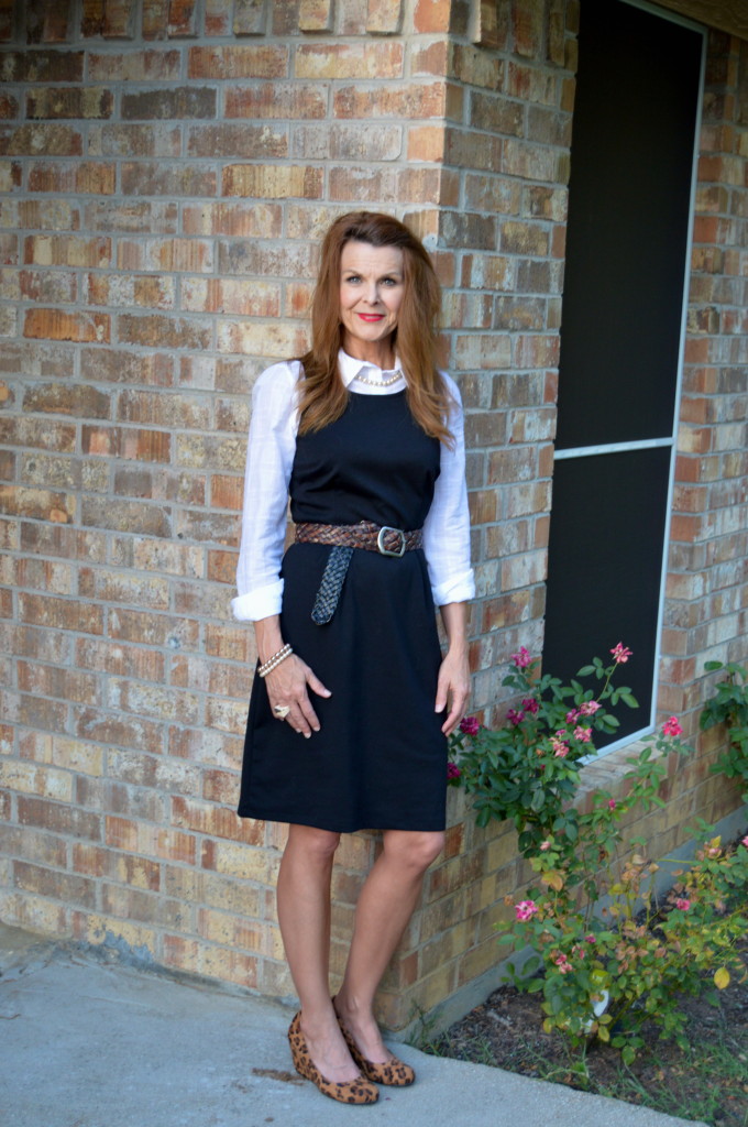 Day 2 - Black Sheath w/White Blouse & Bright Flats