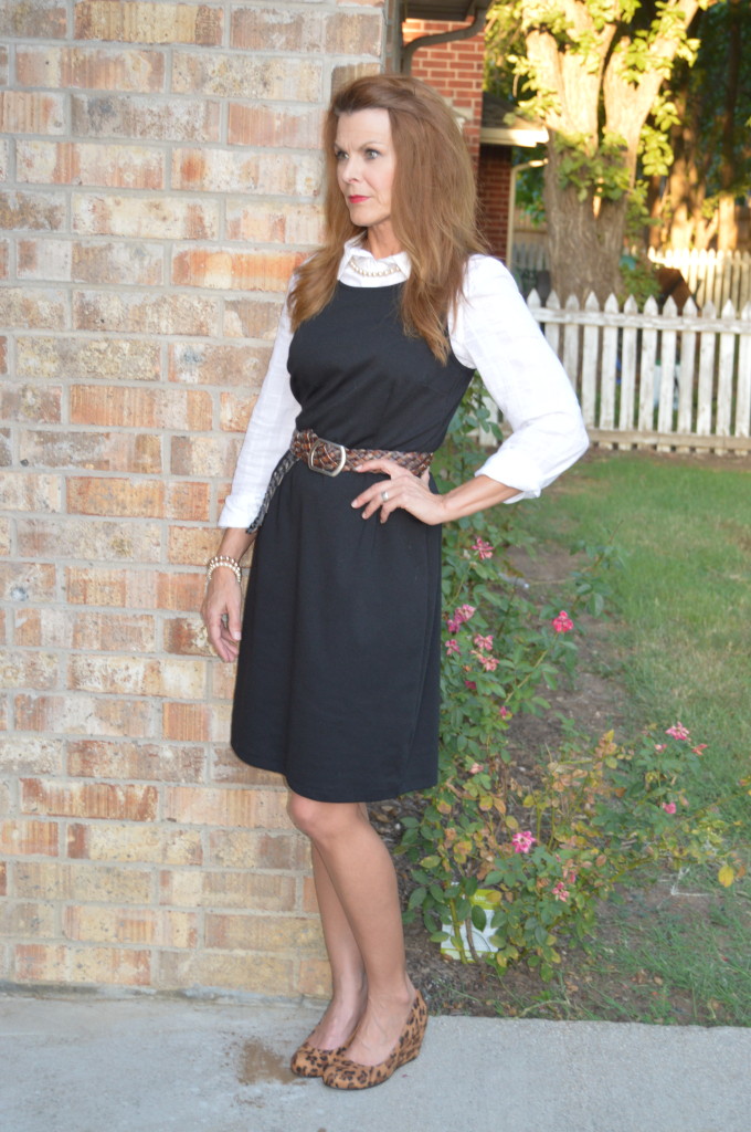 Day 2 - Black Sheath w/White Blouse & Bright Flats