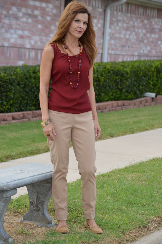 Skinny Khakis & Burgundy Tank - The Limited