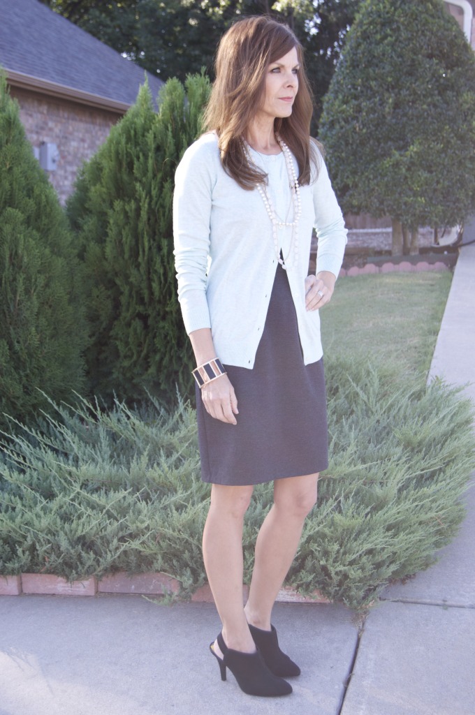 with a mint cardigan + booties