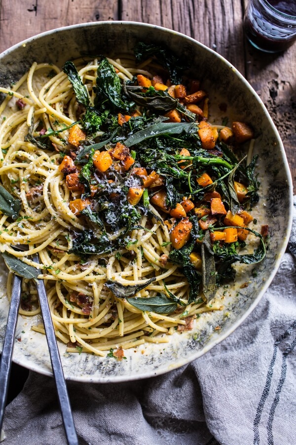 Winter Squash Carbonara with Broccoli Rabe and Sage | halfbakedharvest @hbharvest