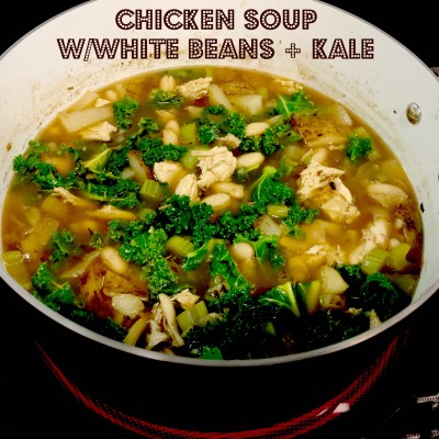 Easy Chicken Soup – beans + kale