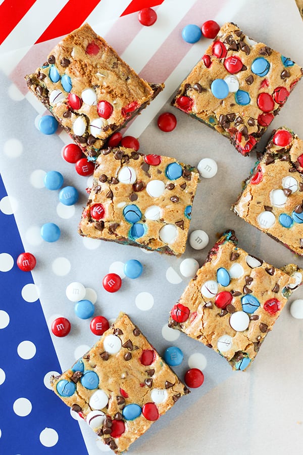 Red White and Blue M&M'S Cookie Bars